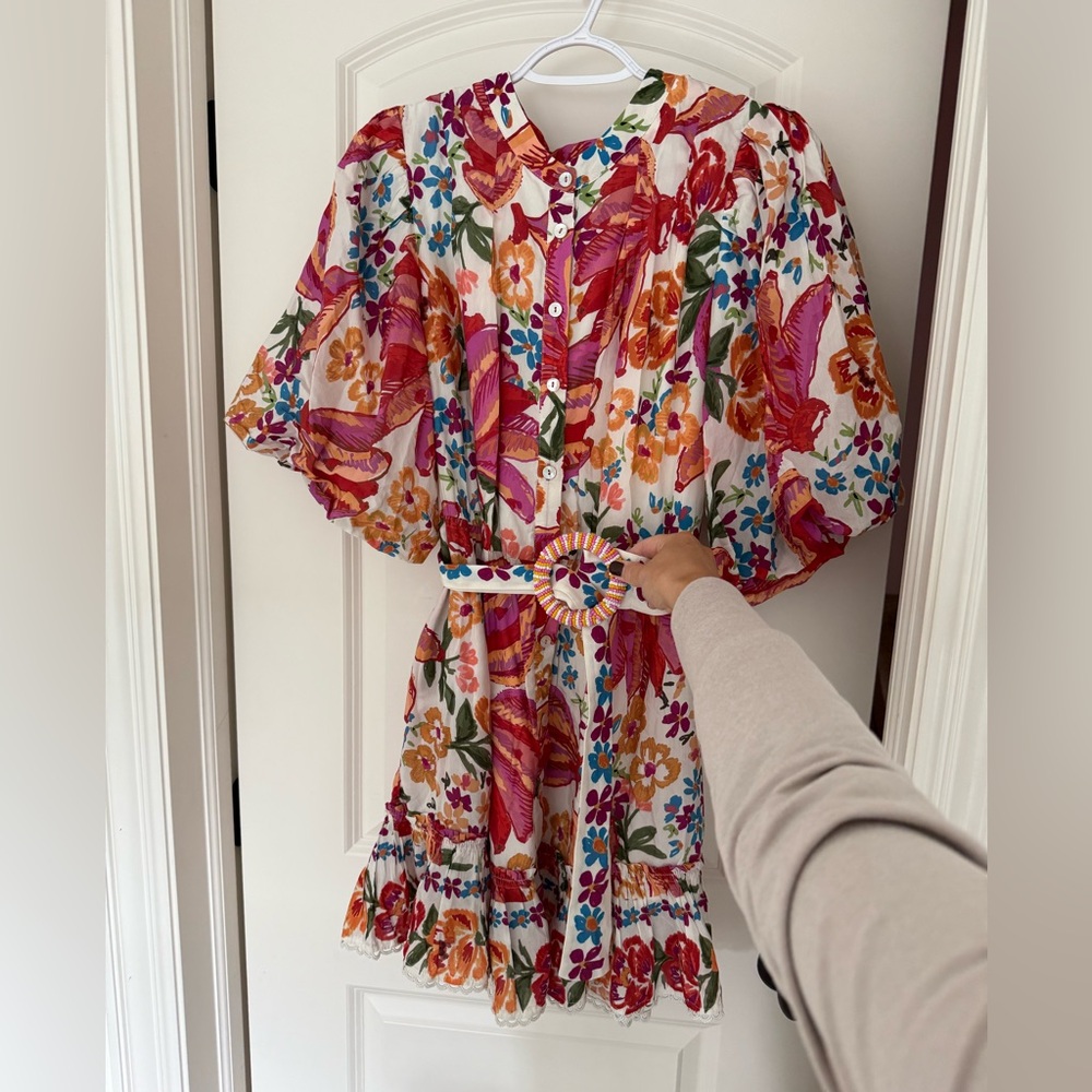 Farm Rio Spring Bananas Belt Mini Dress size L - Picture 3 of 6